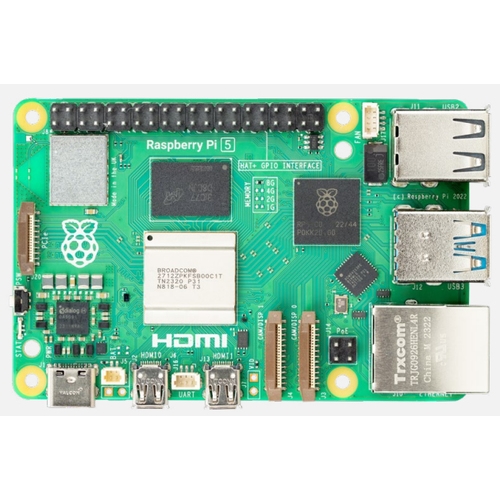 Raspberry Pi 5 8GB - Broadcom BCM2712 4-Core - 2 x microHDMI - 4Kp60 - 802.11ac Wifif - BT 5.0 - microSD slot - 2 x USB 3.0 - 2 x USB 2.0 - GbE - PoE+ - 5V/5A DC USB-C - 40-pin header - Power Button