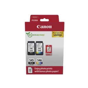 Canon Cartucho Pack PG545 / CL546 Negro y Color + 50H Papel Fotografico