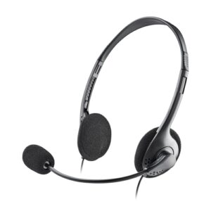 NGS Auriculares con Cable para Portatil - Microfono Ajustable - Diadema Ajustable - Control de Volumen - Conexion de Audio de 3.5mm - Color Negro