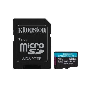 Kingston Canvas Go! Plus - 128GB microSD XC - Clase 10 - 200Mb/s - Adaptador incluído