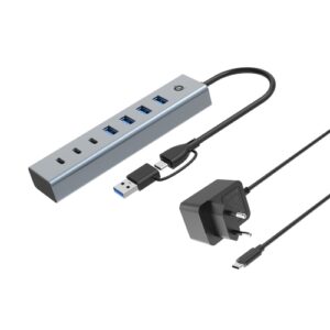 HUB USB 3.0 CONCEPTRONIC HUBBIES20GP 7 PUERTOS USB-C A 3XUSB-C 4XUSB-A CON ALIMENTADOR