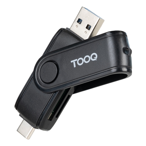 LECTOR TARJETAS USB-C 2.0+USB-A 3.0, SD/TF, NEGRO