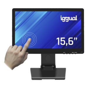 iggual Monitor táctil capacitivo 15,6", 16:9 HD+, VGA HDMI USB-A, Peana plegable, Negro