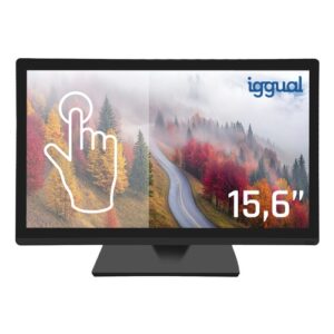 iggual Monitor táctil resistivo 15,6", 16:9 HD+, VGA HDMI USB-A, Peana plegable, Negro