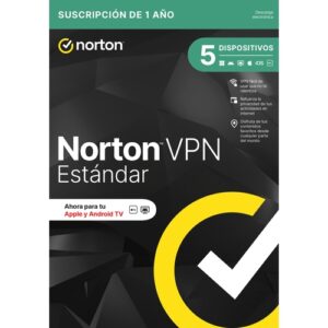 Norton VPN estándar - Español - 1 usuario - 5 dispositivos - Generic RSP DRMKEY GUM FTP - Caja