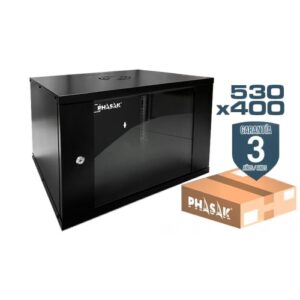 Rack mural Phasak 12U 530x400 negro Desmontado