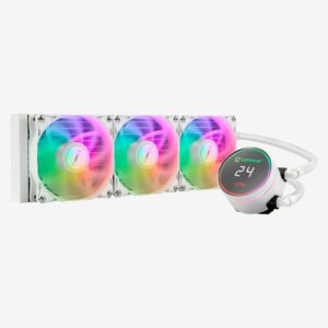 Unykach AquaStorm White 360 Refrigeracion Liquida - 3 Ventiladores 1800 RPM - Bomba con Alcance 2500 RPM - Display que Muestra la Temperatura