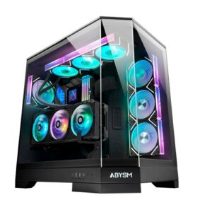 Abysm Danube Sava H600 Black Caja Torre E-ATX, ATX, ITX, Micro ATX - Lateral y Frontal Cristal Templado - 3.5" y 2.5" - USB-A, USB-C y Audio - 4 Ventilador ARGB Instalado - Soporta Refrigeracion Liqui
