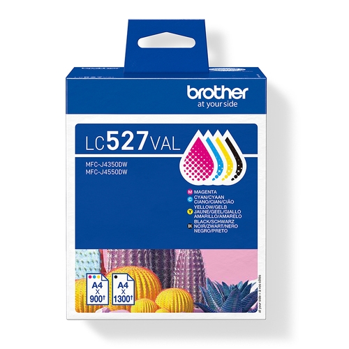 BROTHER Pack de 4 cartuchos de tinta negro, cian, magenta y amarillo LC527VAL