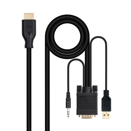 CABLE CONVERSOR VGA/M+AUDIO/M+USB-A/M-HDMI/M,1.8M
