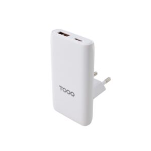 CARGADOR PARED GaN USB-C/PD+USB-A/QC 65W, BLANCO