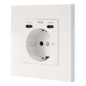 BASE ENCHUFE PARED TOMA SCHUKO 2USB-C PD20W,BLANCO
