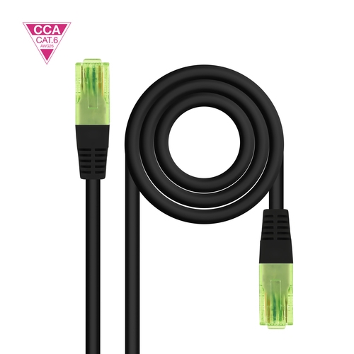 CABLE RED CAT.6 UTP AWG26 CCA, NEGRO, 5 M
