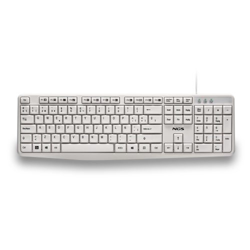 NGS - Teclado USB-A HERITAGE con 12 teclas multimedia, silencioso, cable 1.5m, angulo de inclinacion, plug&play