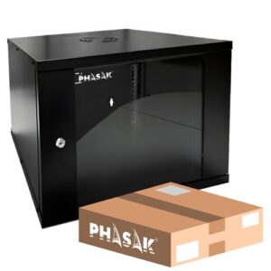 Rack mural Phasak 19" 9U 530x400 negro Desmontado