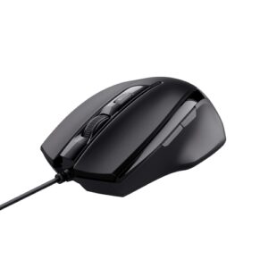 Raton Trust Voca - USB 2.0 - Óptico - 6 Botones - Negro - Cable - 2400 dpi - Rueda de desplazamiento - Diestro