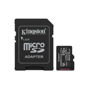 Kingston Tarjeta Micro SDXC 512GB Clase 10 100MB/s Canvas Select Plus + Adaptador SD
