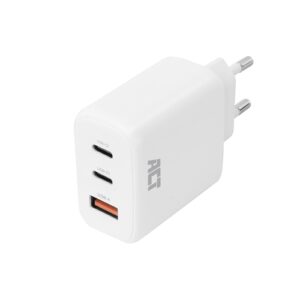 ACT Cargador USB-C GaN 65 W con 3 puertos y Power Delivery PPS
