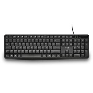 NGS Funky V4 Teclado USB - 12 Teclas Multimedia FN - Teclas de Membrana Silenciosas - Diseno Resistente a Salpicaduras con Tratamiento Antidesgaste - Patas Plegables para Inclinacion Ajustable - Cable