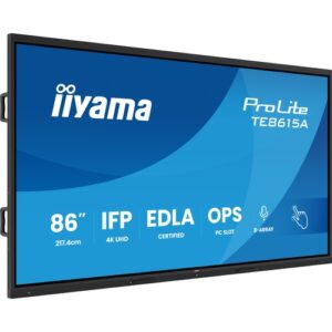IIYAMA MONITOR INTERACTIVO 86" EDLA,ANDROID 14, 16/128GB UHD IPS, MM 2X 20W  + 20W SUBWR, 2X HDMI, DP , 1X USB-C,  550CD/M, HORIZ , MEDIA PLAY USB PORTS, ANTIGLARE, LAN, RS232C, IIWARE WIFI-6/BT 5.0,