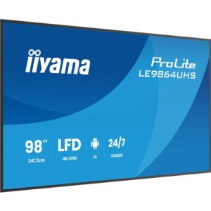 IIYAMA MONITOR 98" 3840x2160, UHD VA DLED  500cd/m, HORIZ Y VERT, MM 2x 10W, 2x HDMIx 1x USB-C, USB 2.0 x2, WiFi, LAN, Media Play USB Port, Control LAN / RS232C, Android 14 OS, 24/7 Operation, VESA Mo