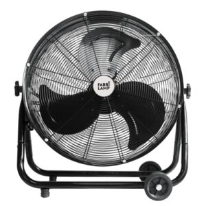 Ventilador Abrila Poniente 180W - Industrial de suelo - 3 velocidades - 3 aspas - Orientable - 1300 rpm - Flujo aire 8000 m3 - 80dB - Motor AC - 67x74x41 cm - Negro