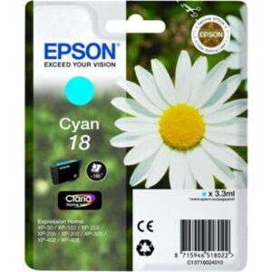 EPSON CARTUCHO CIAN 18 CLARIA HOME PACK 1 EXPRESSION HOME XP-/102/205/305/405