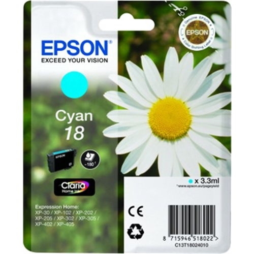 EPSON CARTUCHO CIAN 18 CLARIA HOME PACK 1 EXPRESSION HOME XP-/102/205/305/405