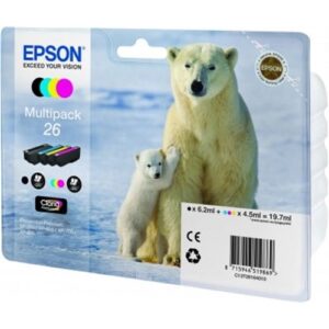 EPSON CARTUCHO NEGRO/TRICOLOR T26 PACK 4 XP/600/605/700/800
