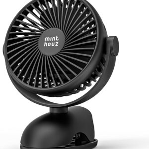 Minthouz Ventilador Portátil con Clip,Ventilador USB-C Recargable de8000mAh, 5 Velocidades