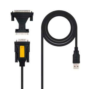 Nanocable - Convertidor USB a SERIE conexión A/M-RS232 DB9/M - Incluye adaptador DB9/H a DB25/M