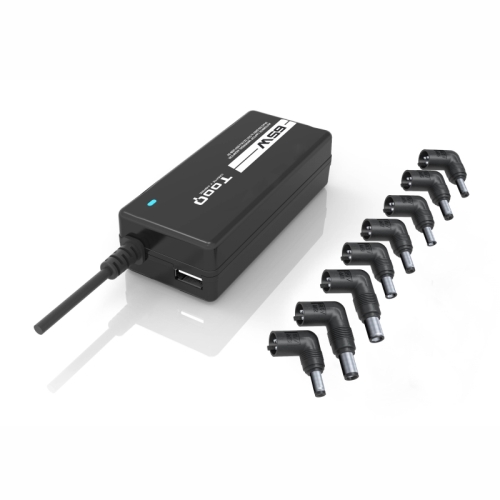 TooQ - Cargador de portatil universal TQLC-65BS02AT - 65W - 1xUSB - 8 Conectores - Selector automatico 12-24v