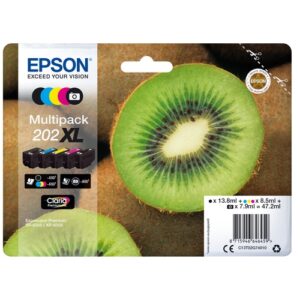 EPSON MULTIPACK 5 COLORES 202XL CALARIA PREMIUM INK KIWI WORKFORCE SX EPSON