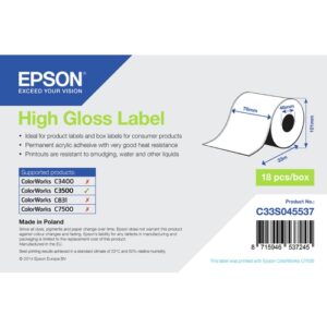 Epson Etiquetas altamente brillantes, Rollo, 76mm x 33m C33S045537