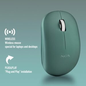 NGS - Ratón Inalámbrico Fog Pro Verde - Hasta 1000 DPI