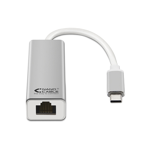 Nanocable - Tarjeta de red Ethernet Gigabit 10/100/1000 - Conexión USB-C/M a RJ45/H - 15CM - Blanco