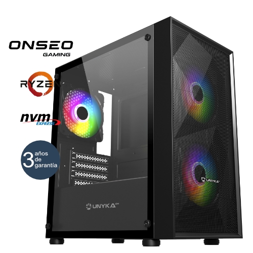 ONSEO Ryzen Gaming Core Gold - MT RGB - AMD Ryzen 5 5600X - 16GB - 500GB M.2 NVMe - RTX 5050 8GB - 500W 80+ Bronze - 3 años garantía - 30 días DOA